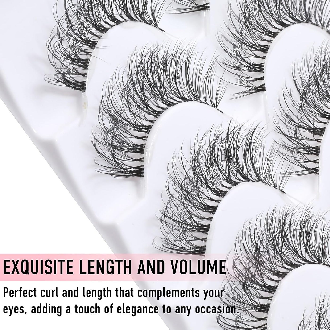 5 Pairs Cat Eye Lashes Wispy Natural Look D Curl 10 18mm