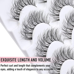 5 Pairs Cat Eye Lashes Wispy Natural Look D Curl 10 18mm