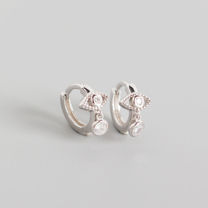 S925 Sterling Silver Eye Tears Zircon Hoop Earrings