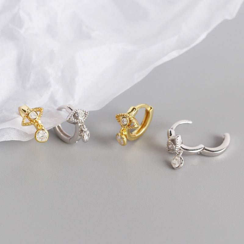 S925 Sterling Silver Eye Tears Zircon Hoop Earrings