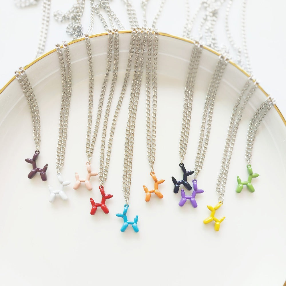 Cute Balloon Dog Pendant Necklace for Girls