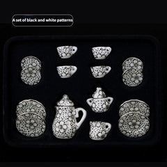 15pcs Mini Ceramic Tea Set Tea Cup Dollhouse Accessory