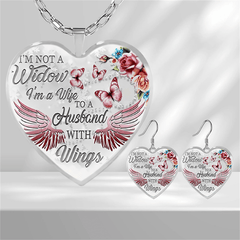 Butterfly Wing Glass Pendant Earrings Set - Graduation Party Birthday Gift