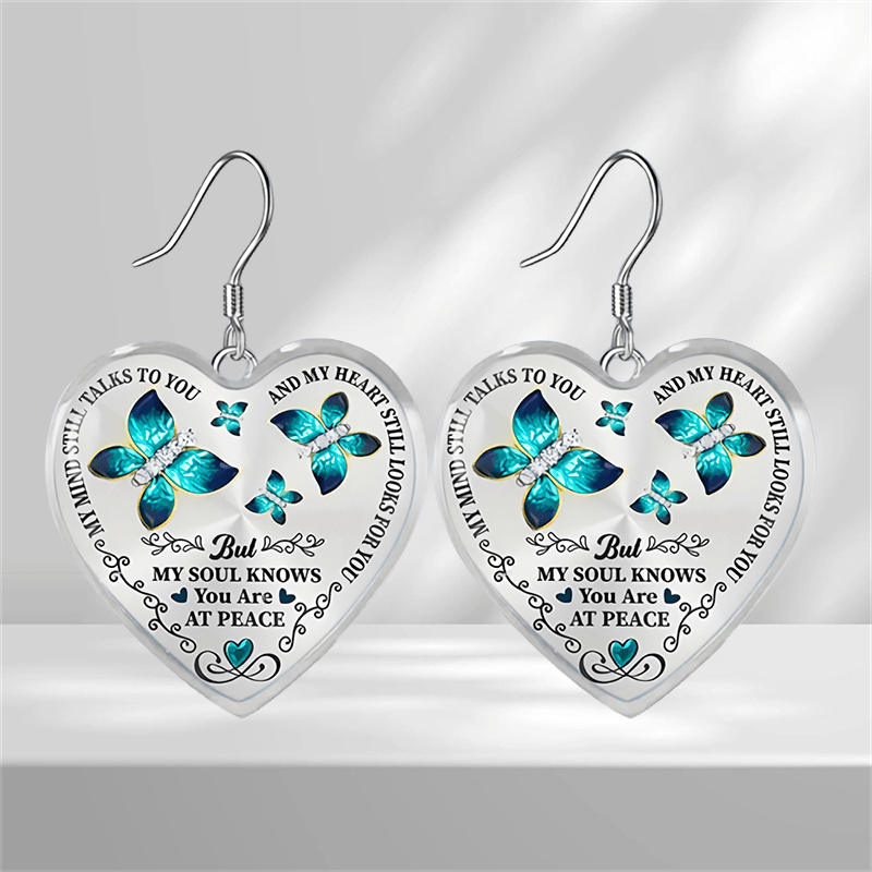 Emerald Butterfly Heart Glass Pendant Earrings Graduation Party Gift