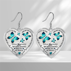 Emerald Butterfly Heart Glass Pendant Earrings Graduation Party Gift