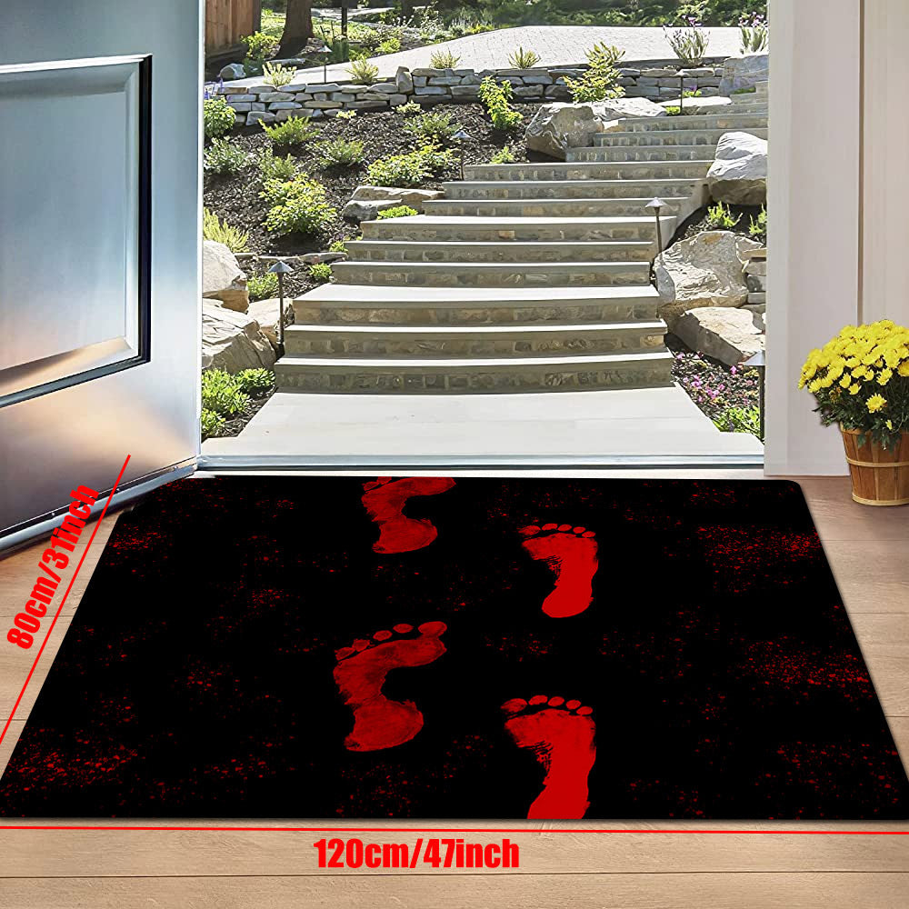 Bloody Footprints Floor Mat Halloween Horror Bath Rug Home Decor