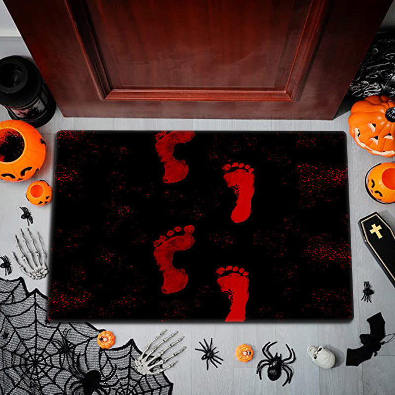 Bloody Footprints Floor Mat Halloween Horror Bath Rug Home Decor
