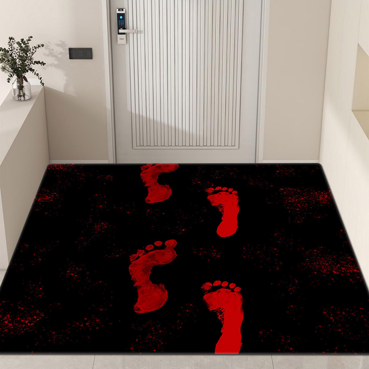Bloody Footprints Floor Mat Halloween Horror Bath Rug Home Decor
