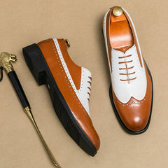 Men's Brogue Wingtip Oxford Shoes Lace up Front Dress Shoes