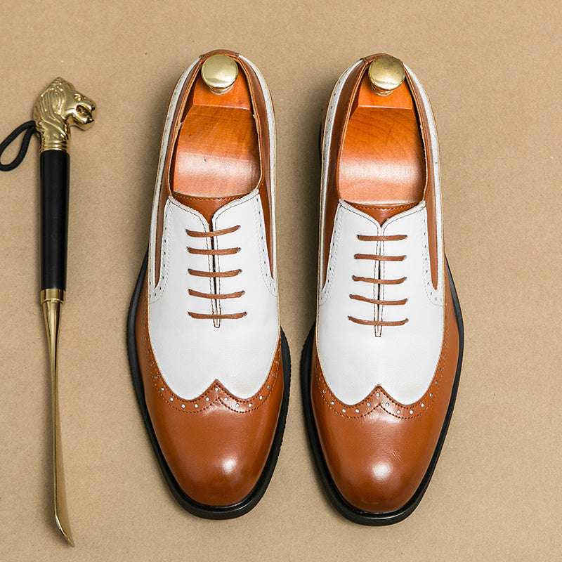 Men's Brogue Wingtip Oxford Shoes Lace up Front Dress Shoes