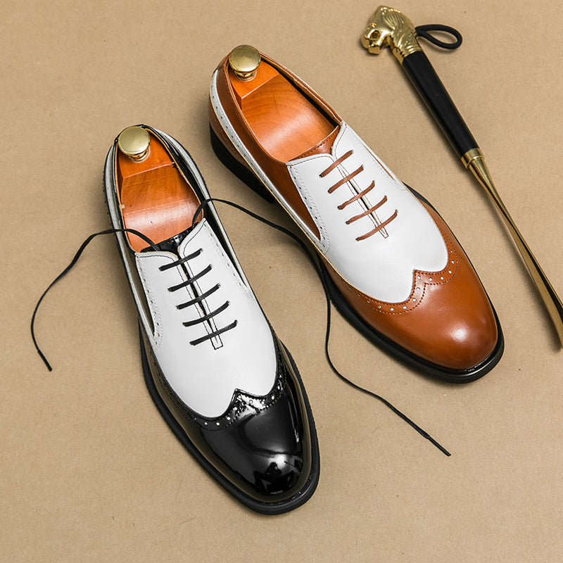 Men's Brogue Wingtip Oxford Shoes Lace up Front Dress Shoes