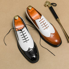 Men's Brogue Wingtip Oxford Shoes Lace up Front Dress Shoes