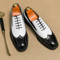 Men's Brogue Wingtip Oxford Shoes Lace up Front Dress Shoes