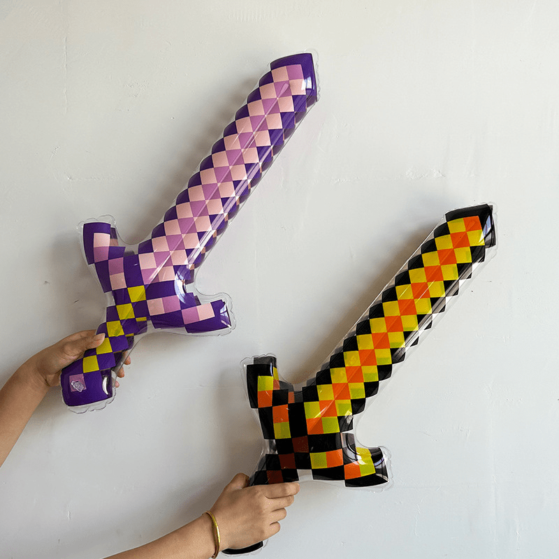 Inflatable Pixelated Sword Toy for Role Play Party Supplies
