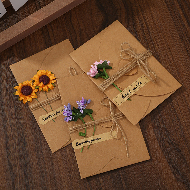 Thanksgiving Mini Thank You Card Japanese Dried Flower Greeting Card