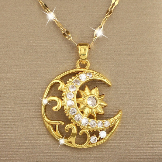 Girl's Sun Moon Star Necklace Light Jewelry for Friends