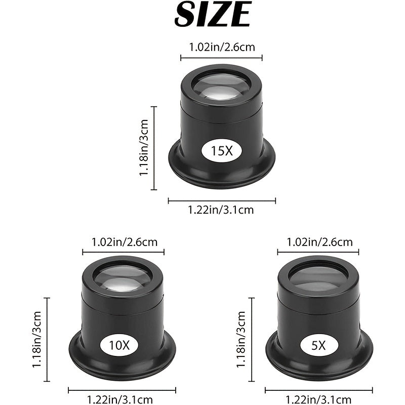 Portable Loupe Magnifier Set 5X 10X 15X for Watch Jewelry Repair