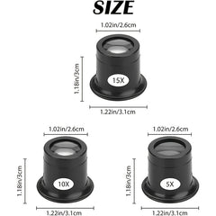 Portable Loupe Magnifier Set 5X 10X 15X for Watch Jewelry Repair