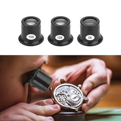 Portable Loupe Magnifier Set 5X 10X 15X for Watch Jewelry Repair