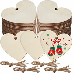 10pcs DIY Blank Wood Chip Christmas Decoration Love Heart Shaped Hand-Painted