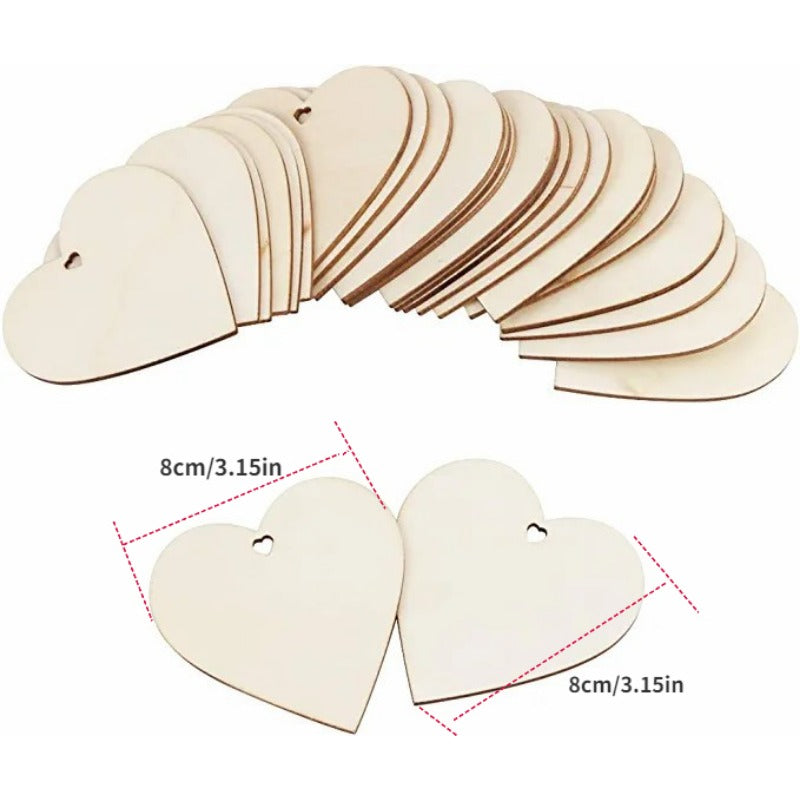 10pcs DIY Blank Wood Chip Christmas Decoration Love Heart Shaped Hand-Painted