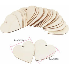 10pcs DIY Blank Wood Chip Christmas Decoration Love Heart Shaped Hand-Painted
