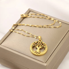 Celtic Tree Of Life Green Gemstone Pendant Necklace for Girls