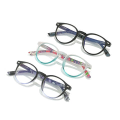 Round Frame Spring Hinges Colorful Presbyopia Reading Glasses