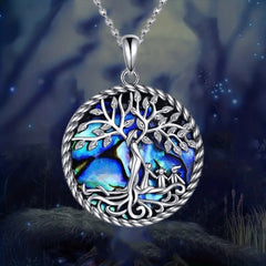 Girl's Tree Of Life Goddess & Child Abalone Shell Pendant Necklace