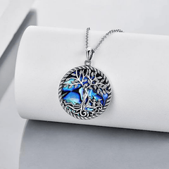 Girl's Tree Of Life Goddess & Child Abalone Shell Pendant Necklace