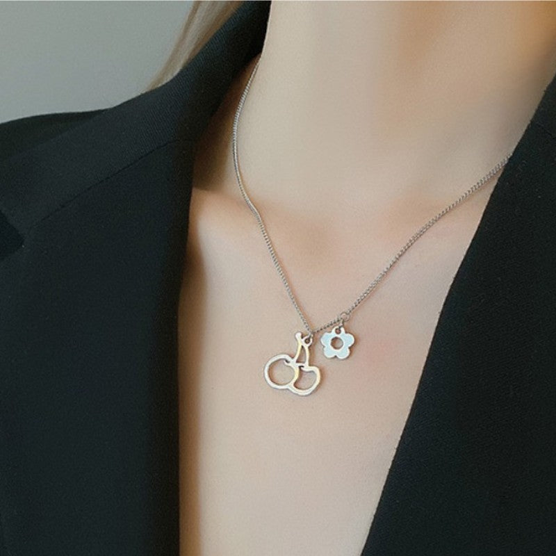 Cherry Flower Pendant Necklace for Girls
