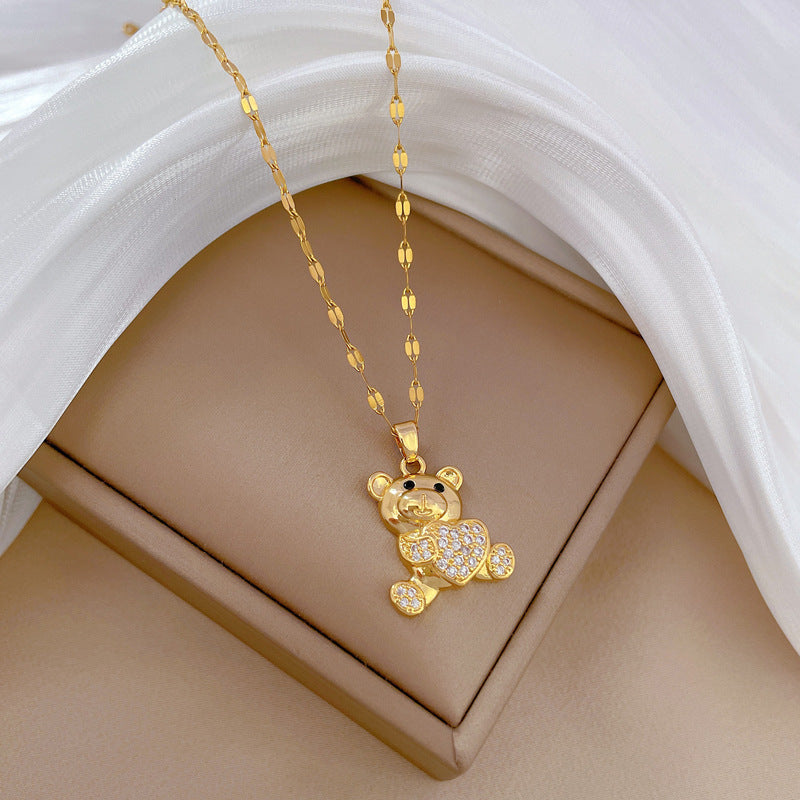 Love Bear Rhinestone Necklace - Banquet Wedding Jewelry