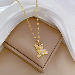 Love Bear Rhinestone Necklace - Banquet Wedding Jewelry