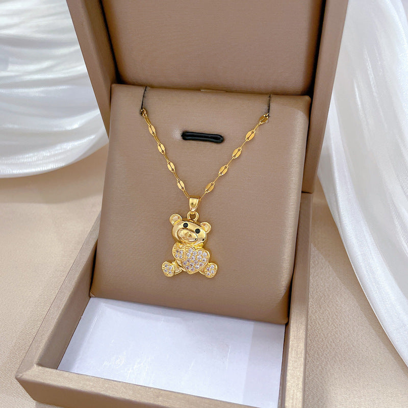 Love Bear Rhinestone Necklace - Banquet Wedding Jewelry
