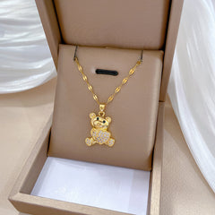 Love Bear Rhinestone Necklace - Banquet Wedding Jewelry