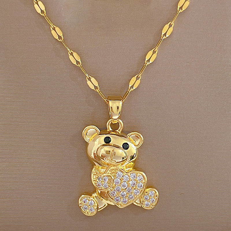 Love Bear Rhinestone Necklace - Banquet Wedding Jewelry