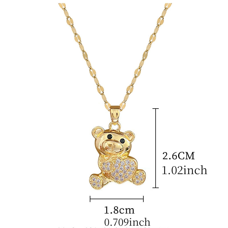 Love Bear Rhinestone Necklace - Banquet Wedding Jewelry