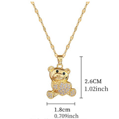 Love Bear Rhinestone Necklace - Banquet Wedding Jewelry