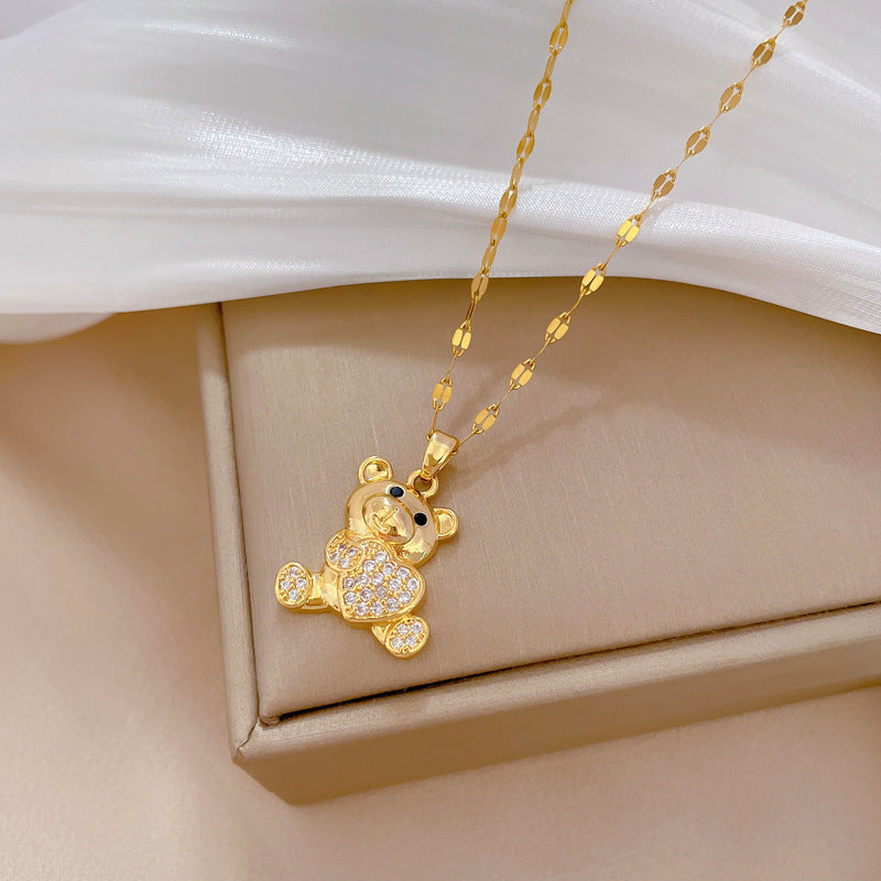 Love Bear Rhinestone Necklace - Banquet Wedding Jewelry