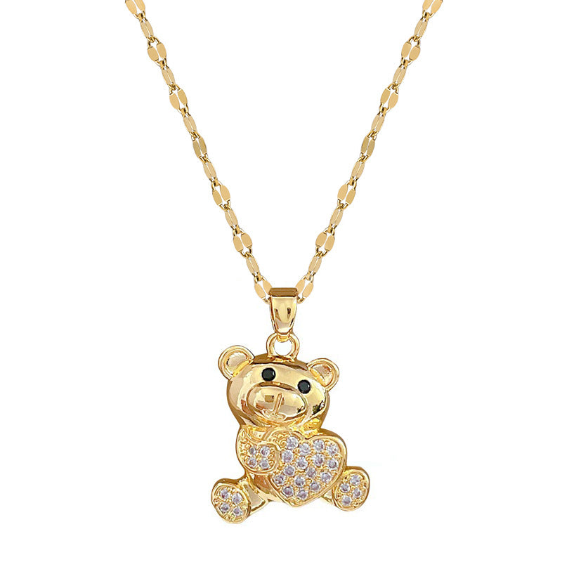 Love Bear Rhinestone Necklace - Banquet Wedding Jewelry