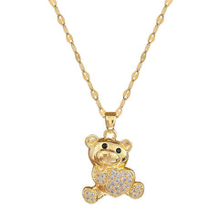 Love Bear Rhinestone Necklace - Banquet Wedding Jewelry