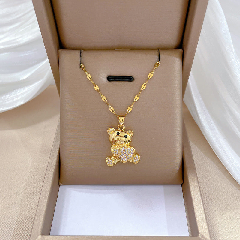 Love Bear Rhinestone Necklace - Banquet Wedding Jewelry