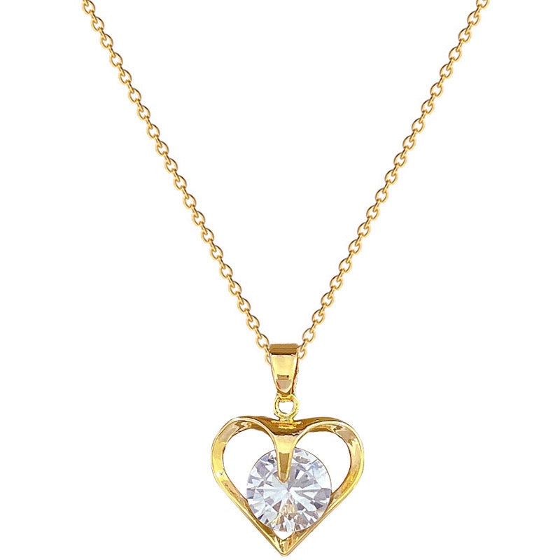 Girl's Heart Zircon Necklace - Light Banquet Wedding Jewelry