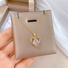 Girl's Heart Zircon Necklace - Light Banquet Wedding Jewelry