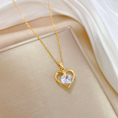 Girl's Heart Zircon Necklace - Light Banquet Wedding Jewelry