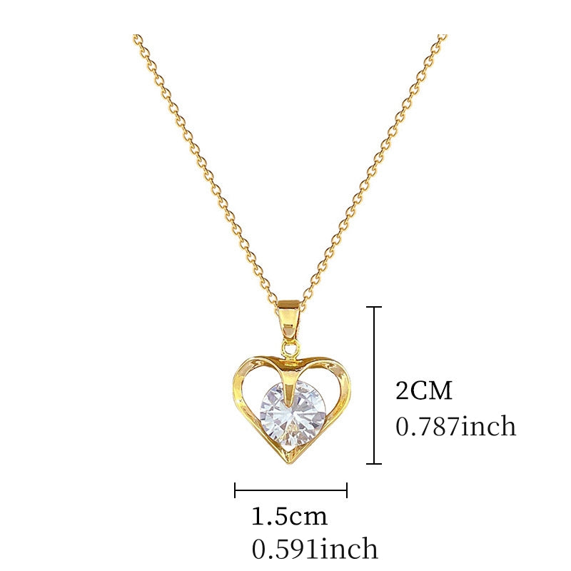 Girl's Heart Zircon Necklace - Light Banquet Wedding Jewelry