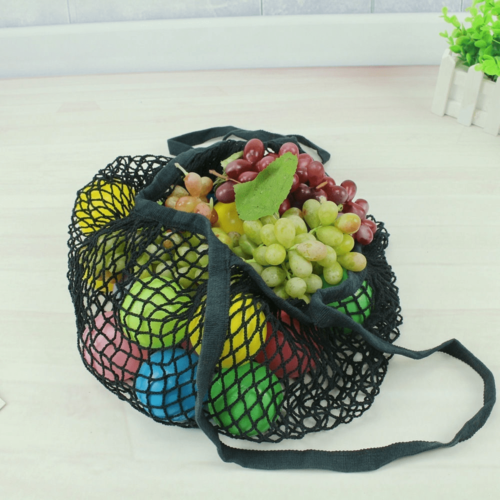 2pcs Reusable Fruit String Grocery Shopping Bag Cotton Tote Mesh Woven Net