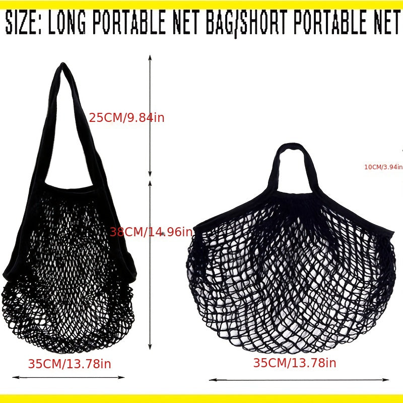2pcs Reusable Fruit String Grocery Shopping Bag Cotton Tote Mesh Woven Net