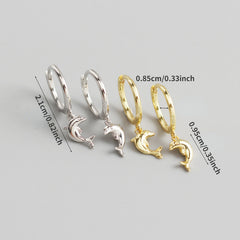 S925 Sterling Silver Dolphin Hoop Earrings For Women Girls