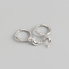 S925 Sterling Silver Dolphin Hoop Earrings For Women Girls